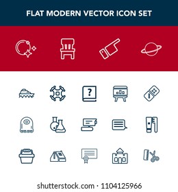 Modern, simple vector icon set with graphic, tv, play, showing, domino, sea, star, pen, sky, direction, view, chart, aerial, equipment, book, medicine, laboratory, white, infographic, technology icons