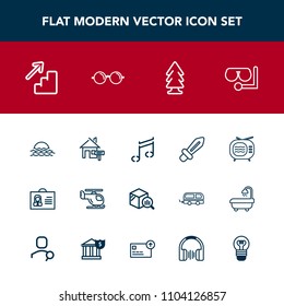 Modern, Simple Vector Icon Set With Antenna, Trend, Up, Internet, Sun, Property, Transportation, Air, Woman, Nature, Tv, Glass, Landscape, Helicopter, Music, Estate, Forest, Profile, Video, Sky Icons