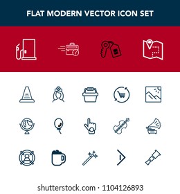Modern, simple vector icon set with store, map, pin, holiday, sign, air, healthcare, medical, house, basket, cart, globe, location, landscape, planet, road, business, global, oil, fuel, gesture icons
