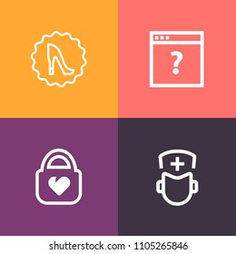 Modern, simple vector icon set on colorful background with computer, fashion, white, text, object, clinic, accessory, elegance, user, frame, beautiful, health, background, web, surgeon, female icons