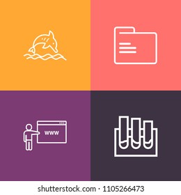 Modern, simple vector icon set on colorful background with aquatic, open, animal, paper, white, document, empty, arrow, sea, blue, wild, folder, web, blank, business, office, go, ocean, medicine icons
