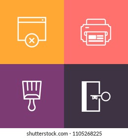 Modern, simple vector icon set on colorful background with fire, evacuation, approved, texture, modern, brush, exit, brushstroke, black, arrow, button, security, collection, safety, print, sign icons