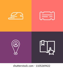 Modern, simple vector icon set on colorful background with clothing, event, web, wear, fashion, book, show, object, marker, computer, click, internet, road, white, pin, admission, open, read icons