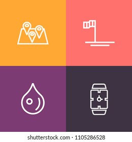 Modern, simple vector icon set on colorful background with liquid, droplet, drop, transparent, navigation, sea of cortes, pin, blue, hand, sea, landscape, travel, abstract, map, nature, road icons