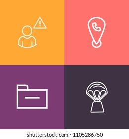 Modern, simple vector icon set on colorful background with sign, office, business, balloon, mobile, online, map, archive, web, paperwork, alarm, file, paper, technology, folder, information, sky icons