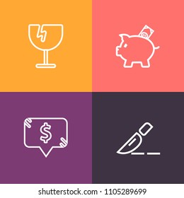 Modern, Simple Vector Icon Set On Colorful Background With Financial, Hospital, Hole, Plastic, Pattern, Cash, Window, Bank, Currency, Surgeon, Shattered, Clinic, Savings, Care, Doctor, Coin, Pig Icons