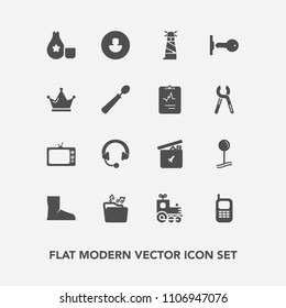 Modern, simple vector icon set with sake, sign, sound, phone, headphone, key, profile, television, house, old, audio, screen, communication, cuisine, bear, light, door, boot, file, japan, map icons