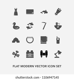 Modern, simple vector icon set with protective, smart, chalk, sea, lamp, blank, time, sign, vest, rocket, safety, page, blackboard, notebook, spaceship, fish, phone, jacket, gadget, telephone icons