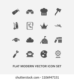 Modern, simple vector icon set with space, helmet, wheel, file, snow, binocular, spoon, carousel, food, chief, folder, london, transportation, chemical, sweet, dessert, ice, eye, cloud, park icons
