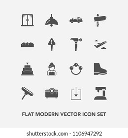 Modern, simple vector icon set with modern, download, window, groom, couple, web, pie, cake, bride, box, dessert, direction, child, love, light, sew, shipping, machine, brush, electricity, food icons