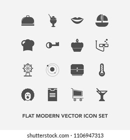 Modern, simple vector icon set with service, package, glass, london, ship, system, beauty, market, planet, holiday, girl, eye, summer, carousel, restaurant, galaxy, cocktail, box, circus, retail icons