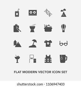 Modern, simple vector icon set with bar, cold, forest, tree, beverage, sunglasses, blue, tea, dna, desk, landscape, style, travel, work, liquid, casette, nature, fashion, child, cutlery, island icons