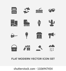 Modern, simple vector icon set with keyboard, building, bag, light, business, musical, rain, office, seafood, water, fashion, lantern, pub, sea, justice, alcohol, music, guitar, fish, beer, city icons