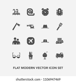 Modern, simple vector icon set with sign, business, health, real, people, delivery, hygiene, watch, shipping, building, estate, sweet, toothpaste, cream, mail, eye, ufo, sheriff, space, human icons