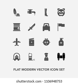 Modern, simple vector icon set with stationary, calligraphy, spaceship, cat, pen, service, hygiene, bathroom, fashion, black, telephone, phone, liquid, hotel, kitty, technology, communication icons