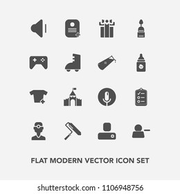 Modern, simple vector icon set with roller, dentistry, building, dental, social, check, clothes, account, sound, voice, dentist, volume, checklist, delete, music, audio, paint, fashion, person icons