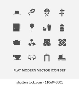 Modern, simple vector icon set with cappuccino, pin, page, espresso, industry, star, footwear, notepad, caffeine, universe, fashion, map, xray, business, helmet, astronomy, location, style, hat icons