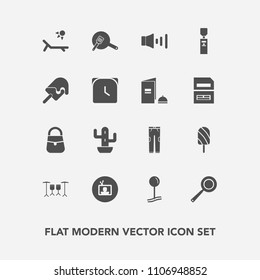 Modern, Simple Vector Icon Set With Map, Drum, Brochure, Tv, Hour, Bag, Gallon, Sign, Sweet, Fashion, Watch, Minute, White, Cooking, Sunny, Summer, Vacation, Clock, Food, Fruit, Water, Green Icons