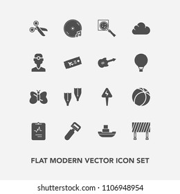 Modern, simple vector icon set with ticket, energy, road, traffic, football, ball, potato, sign, cut, dentistry, cloud, heart, cardiology, background, sound, insect, summer, soccer, tool, ship icons