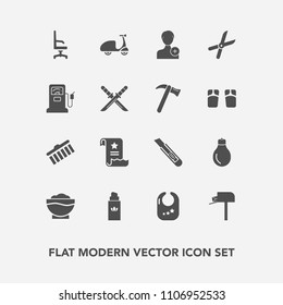 Modern, simple vector icon set with person, document, office, idea, brush, aroma, mail, food, stroke, mailbox, home, beauty, perfume, collection, post, restaurant, power, comfortable, light, toy icons