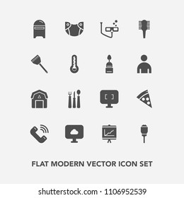 Modern, simple vector icon set with envelope, care, phone, food, staple, infant, baby, letter, mail, mailbox, spoon, call, report, sign, newborn, document, lantern, comb, post, diaper, lamp icons