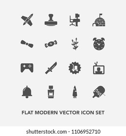 Modern, simple vector icon set with package, restaurant, game, delivery, xray, carrot, ice, arctic, dinner, igloo, dessert, joystick, space, stamp, technology, warehouse, cutlery, spaceship, tv icons