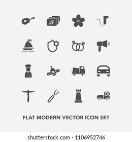 Modern, simple vector icon set with king, clinic, delivery, fork, ring, wind, space, shipping, transport, piece, car, chief, chess, transportation, dinner, medical, planet, musical, restaurant icons