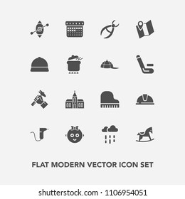 Modern, simple vector icon set with wet, medical, travel, rain, day, work, baby, drill, timetable, water, ship, construction, schedule, child, cute, foreman, architecture, horse, piano, weather icons