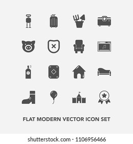 Modern, Simple Vector Icon Set With Winner, Business, Sofa, Celebration, Interior, Home, Technology, Travel, Poker, Swine, Building, House, Birthday, White, Footwear, Fashion, Estate, Award, Bag Icons