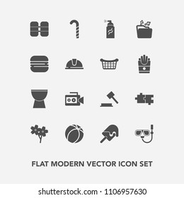 Modern, simple vector icon set with abstract, mask, blossom, soccer, graffiti, flower, sakura, camera, ball, file, equipment, handle, food, law, percussion, street, tank, film, game, sandwich icons