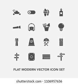 Modern, simple vector icon set with background, agenda, burger, business, industry, cheeseburger, way, turn, banner, female, helmet, deactivate, sandwich, play, foreman, equipment, sign, lawn icons