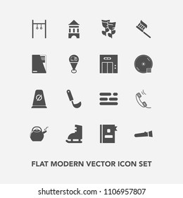 Modern, simple vector icon set with kitchen, torch, soup, brush, phone, cooking, flower, kettle, business, night, paper, blossom, tower, clean, ice, directory, sport, exercise, floral, light icons