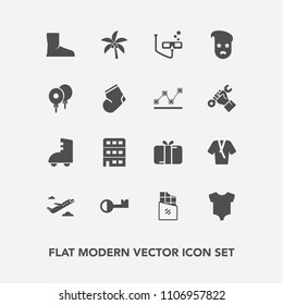 Modern, simple vector icon set with celebration, style, architecture, dessert, retro, city, departure, fashion, summer, plane, scuba, leaf, box, flight, skating, holiday, sport, airplane, travel icons