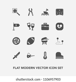 Modern, simple vector icon set with game, white, mon, piano, tool, american, fork, sign, football, knife, point, map, repair, service, cutlery, guitar, musical, japanese, grill, sail, dinner icons