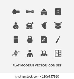 Modern, simple vector icon set with travel, play, bow, boy, observatory, cabinet, refrigerator, home, camera, sound, poker, man, elegance, lock, male, photo, furniture, tie, technology, fridge icons