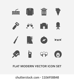 Modern, simple vector icon set with phone, keyboard, file, sweet, wine, dessert, waste, compass, game, vegetable, circus, recycle, scary, tennis, sport, trash, sign, potato, food, clown, tool icons