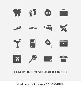 Modern, simple vector icon set with drink, health, dental, kitchen, dentist, school, online, hat, sign, web, bag, white, pan, utensil, blackboard, footwear, internet, slipper, education, healthy icons