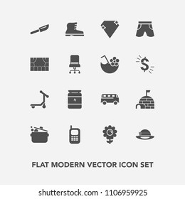 Modern, simple vector icon set with arctic, telephone, cutlery, bodybuilding, spring, health, vehicle, restaurant, jewel, ice, wear, floral, diamond, scooter, nature, style, transport, knife icons