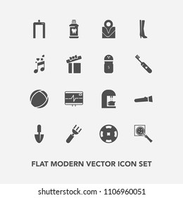 Modern, simple vector icon set with casino, pulse, note, clean, map, caffeine, care, spoon, hygiene, ball, find, scan, shovel, sound, poker, restaurant, coffee, fork, heart, music, fashion, work icons