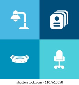 Modern, simple vector icon set on colorful background with american, man, lamp, hotdog, identity, security, modern, seat, bedroom, snack, decoration, sausage, pass, barbecue, electric, food, tag icons
