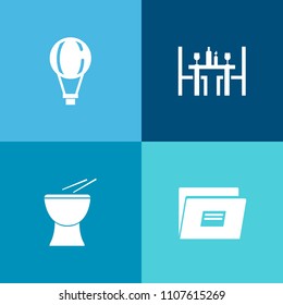 Modern, simple vector icon set on colorful background with jumper, jump, knife, concert, file, skydiving, menu, parachute, skydiver, musical, high, paper, sign, sky, fork, acoustic, flight, drum icons