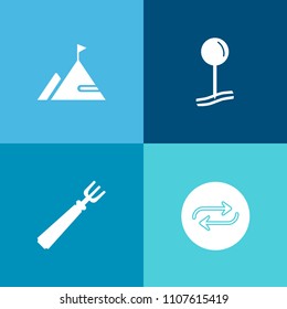 Modern, simple vector icon set on colorful background with summer, food, shape, nature, knife, sign, people, change, background, pin, fresh, substitute, white, drop, pointer, travel, web, spoon icons