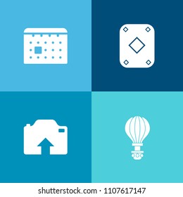 Modern, simple vector icon set on colorful background with parachute, sign, week, casino, schedule, picture, vegas, skydiver, event, calendar, gambling, landing, time, day, win, jump, play, game icons