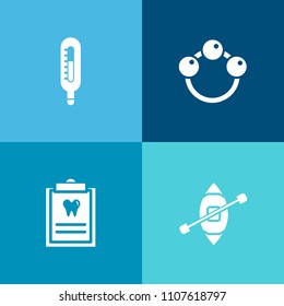 Modern, simple vector icon set on colorful background with clinic, marine, toy, rattle, shake, yacht, celsius, thermometer, object, dentist, infant, doctor, patient, dentistry, medical, hygiene icons