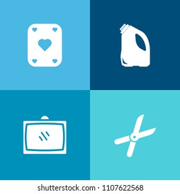 Modern, simple vector icon set on colorful background with gardening, spring, vegas, poker, home, entertainment, casino, garbage, man, trash, gambling, screen, technology, sharp, pruning, work icons