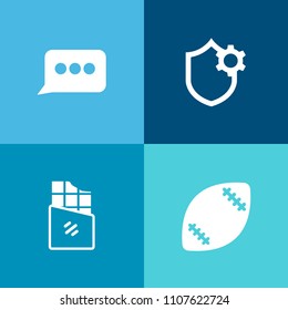 Modern, simple vector icon set on colorful background with ball, brown, snack, candy, business, element, bar, stadium, settings, spotlight, bubble, chat, action, security, sweet, gear, dialog icons