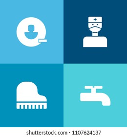 Modern, simple vector icon set on colorful background with medical, piano, care, pictogram, medicine, people, person, builder, graphic, surgeon, hospital, water, collection, add, crane, health icons