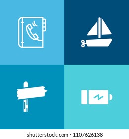 Modern, simple vector icon set on colorful background with direction, fun, web, telephone, sea, travel, battery, boat, contact, arrow, full, cute, concept, choice, transportation, fuel, power icons