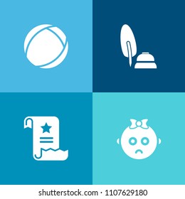 Modern, simple vector icon set on colorful background with baby, competition, pen, young, black, circle, cry, sport, ink, background, page, portrait, football, internet, sphere, paper, file, nib icons