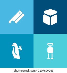 Modern, simple vector icon set on colorful background with cute, machine, cyborg, fun, silhouette, intelligence, baby, shape, graphic, digital, winter, cartoon, children, toy, white, child, cube icons